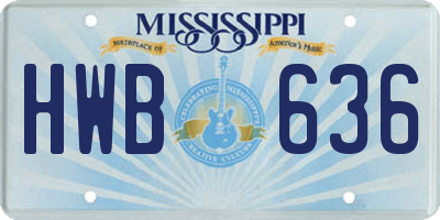 MS license plate HWB636