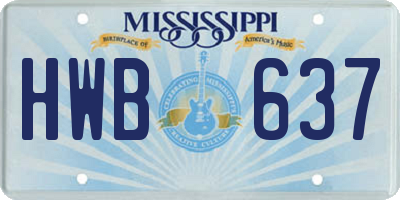 MS license plate HWB637