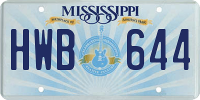 MS license plate HWB644
