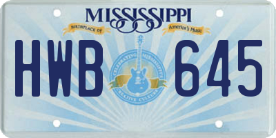 MS license plate HWB645