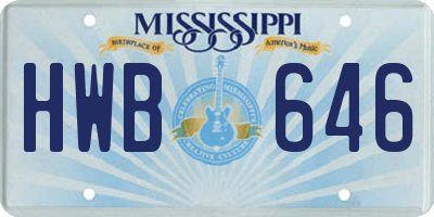 MS license plate HWB646