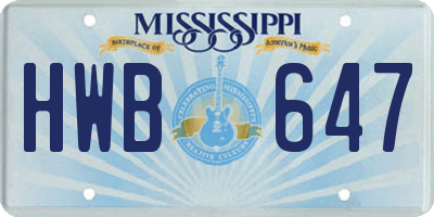 MS license plate HWB647