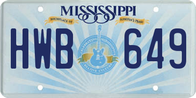 MS license plate HWB649