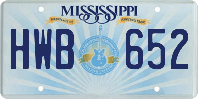 MS license plate HWB652