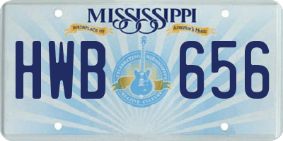 MS license plate HWB656