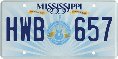 MS license plate HWB657