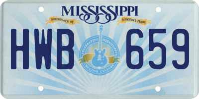 MS license plate HWB659