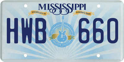 MS license plate HWB660