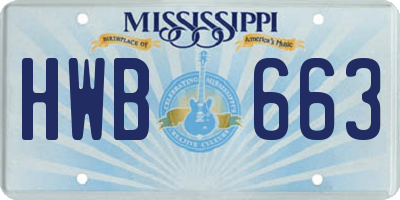 MS license plate HWB663