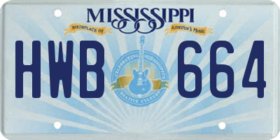 MS license plate HWB664