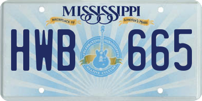 MS license plate HWB665