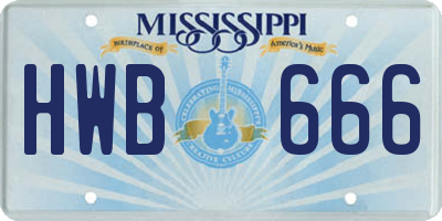 MS license plate HWB666