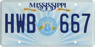 MS license plate HWB667