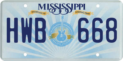 MS license plate HWB668