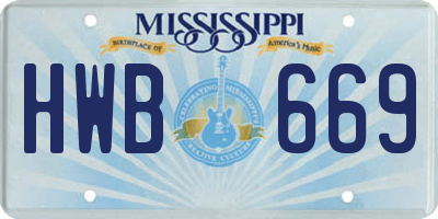 MS license plate HWB669