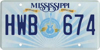 MS license plate HWB674