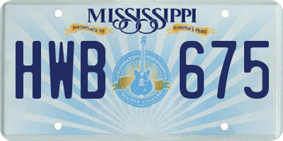 MS license plate HWB675