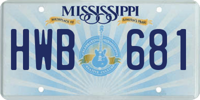 MS license plate HWB681
