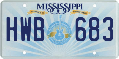 MS license plate HWB683