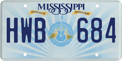MS license plate HWB684