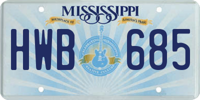MS license plate HWB685