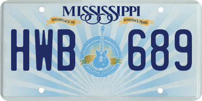 MS license plate HWB689