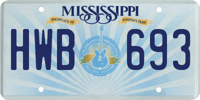 MS license plate HWB693
