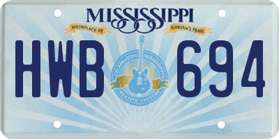MS license plate HWB694