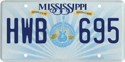 MS license plate HWB695