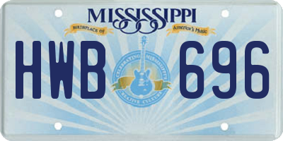MS license plate HWB696