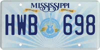 MS license plate HWB698