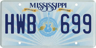 MS license plate HWB699