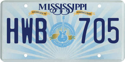 MS license plate HWB705