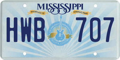MS license plate HWB707