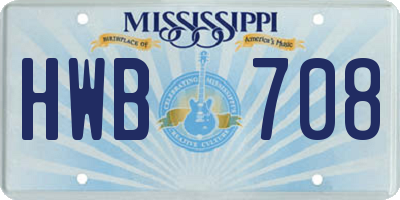 MS license plate HWB708