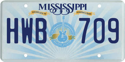 MS license plate HWB709