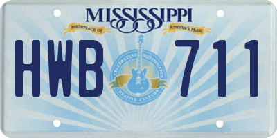 MS license plate HWB711
