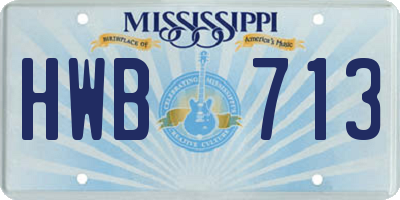 MS license plate HWB713