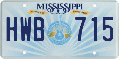 MS license plate HWB715