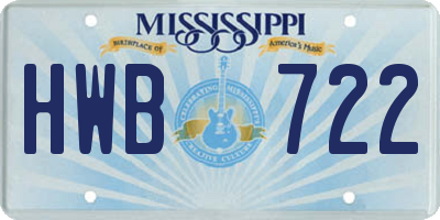 MS license plate HWB722