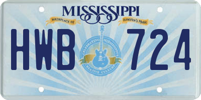 MS license plate HWB724