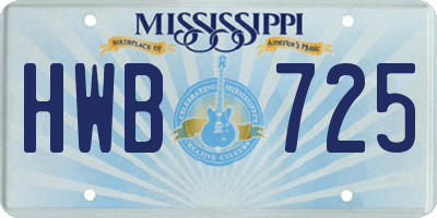 MS license plate HWB725
