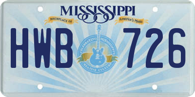 MS license plate HWB726