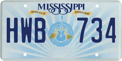 MS license plate HWB734