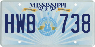 MS license plate HWB738