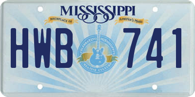 MS license plate HWB741