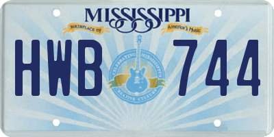 MS license plate HWB744