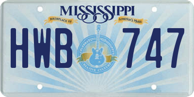 MS license plate HWB747