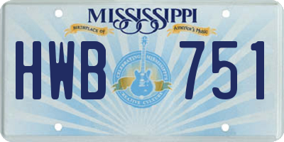 MS license plate HWB751