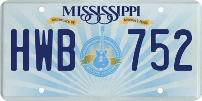 MS license plate HWB752